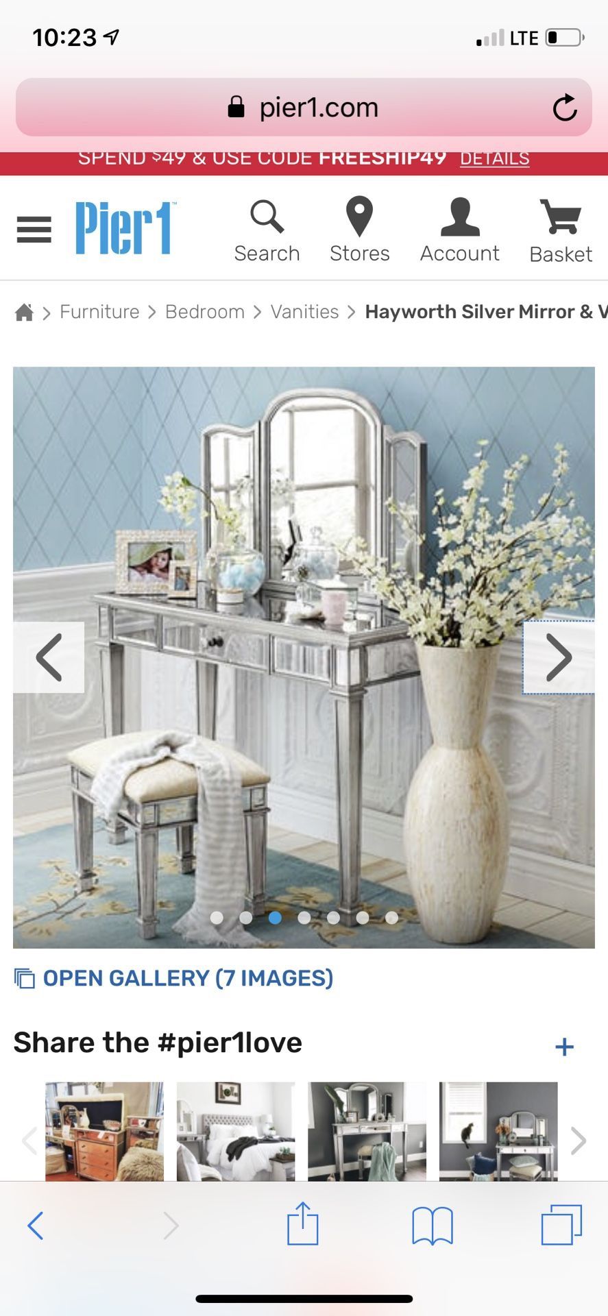 Pier 1 Imports Glass Mirror Vanity And Stool