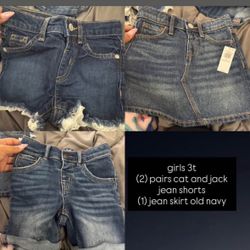 3t jean shorts and jean skirt 
