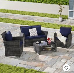 4 Pcs Wicker Outdoor Patio Set
