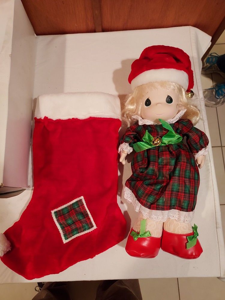 Precious Moments "Jingles" Christmas Doll In Stocking NEW