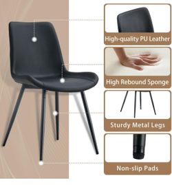 Brand New Dining Chairs – Black with Gold Legs (Set of 4)