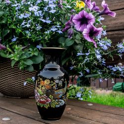 Vintage black Japanese vase