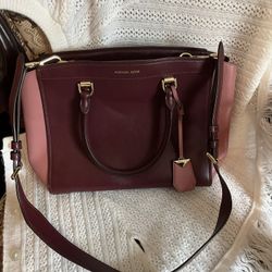 Michael Kors, maroon and pink satchel bag