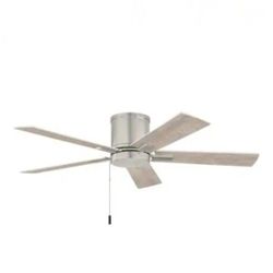 Hampton Bay Grantway 48 in. Indoor/Covered Outdoor Brushed Nickel Low Profile Ceiling Fan Without Light with Pull Chain Included