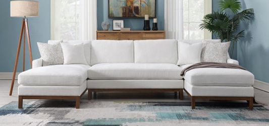 Brand New Super Plush Ivory Chenille Sectional Sofa