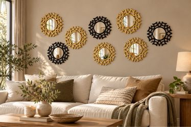 Decorative Round Wall Mirrors Set of 9