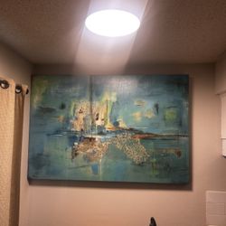 Large Abstract Blue/Teal Canvas Wall Art