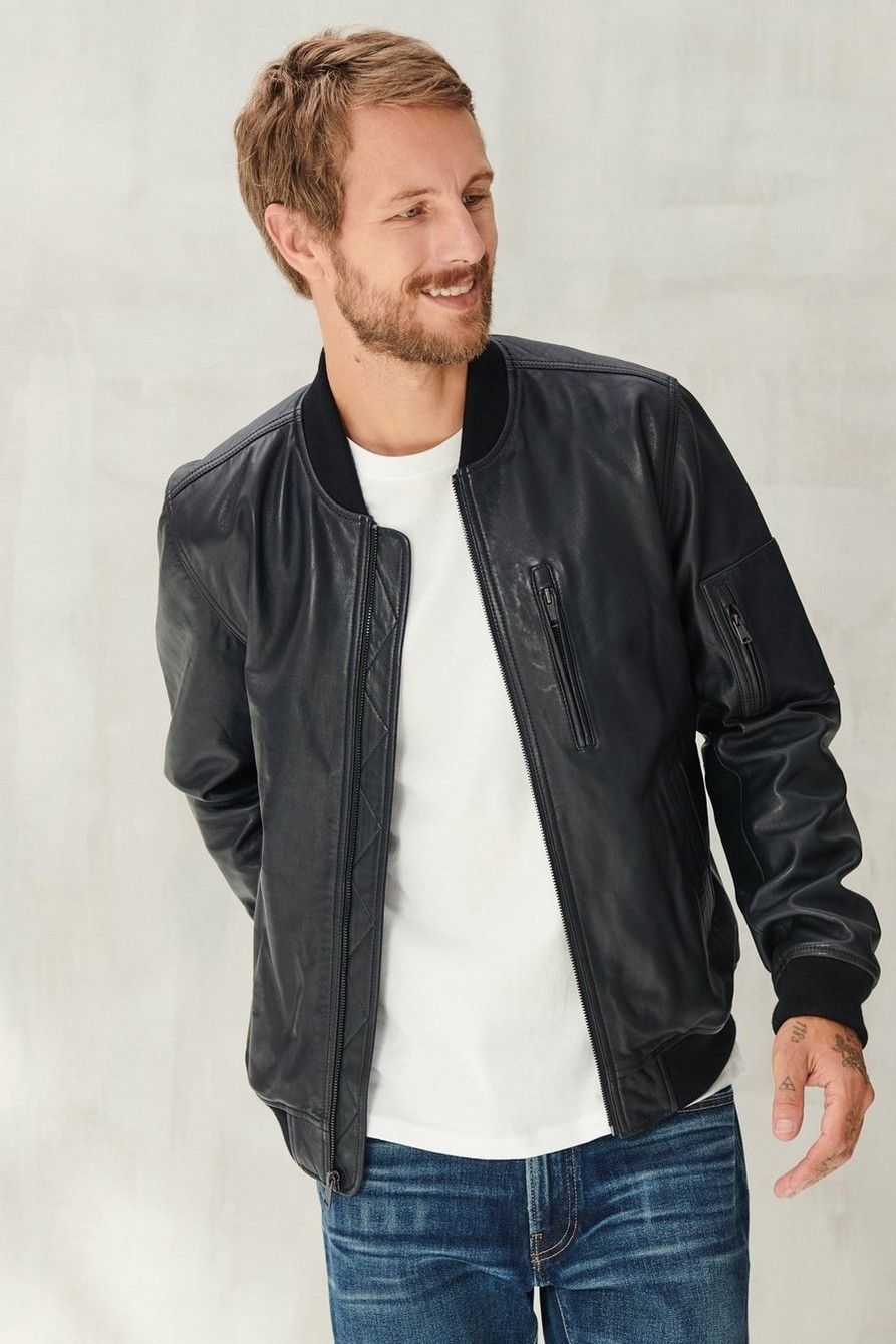 Lucky Brand Leather Bomber Jacket