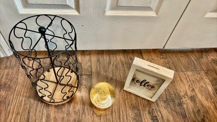 Coffee pod carousel and decorative items all for $12