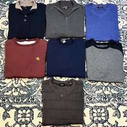 Lot of 7 Men’s Size Medium Long Sleeve Sweaters and Sweatshirt’s In Great Condition! 