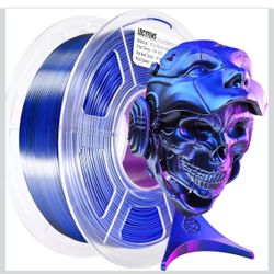 PLA Filament 1.75mm, High Speed Printing Silk PLA 3D Printer Filament, Tri Color Filament Black Purple Blue 1.75 PLA Filament, 3 in 1 Coextrusion 3D F