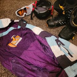 Snow Boards, Boots, Jacket, Helmet, Goggles 