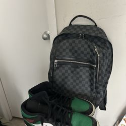 Louis Vuitton Backpack And a Pair Of Green Jordan Ones Size 15