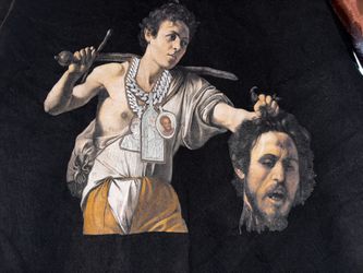 Champion Mens T-shirt Black Size Xl Vintage WESTSIDE GUNN X VIRGIL ABLOH OFF WHITE ‘PRAY FOR PARIS’ CHAMPION SHIRT // USED