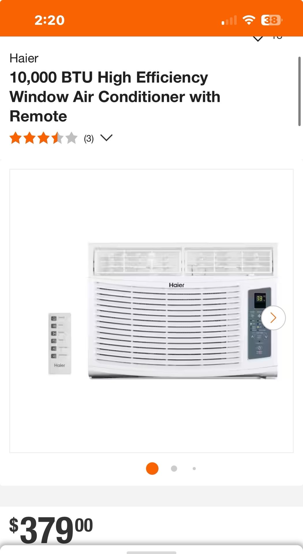 Haier 10,000 BTU Window air Conditioner Used But In Good Working Condition