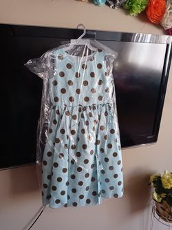 Blue and brown dots dress