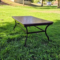 Wood Mosaic Rod Iron Coffee Table