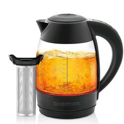 🌈🖤Chefman 1.8 Liter Glass Electric Kettle with Precision Temp Control - Black

