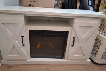 White Electric Fireplace TV Stand - Fits up to 55" TV - Clean!