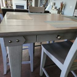 54" Square Counter Height Dinning Table W 4 Chairs