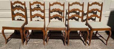 Five Vintage Solid Wood Chairs  Penn Table Company