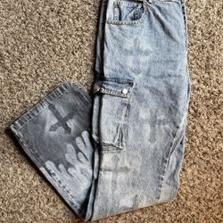 Aelfric Eden Flame Cross Print Designer Flare Bottom Pants 