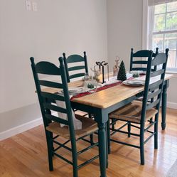 Farmhouse Deep Green Dining Table & Chairs Set