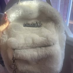 Playboy White Fur Mini Backpack Bag