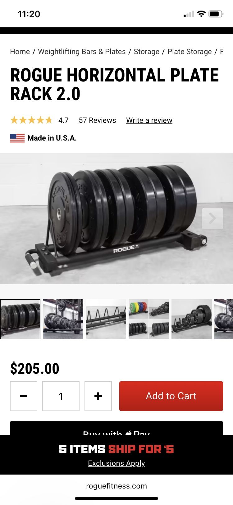 Rogue Fitness Plate Holder Weight Storage CrossFit Home Gym