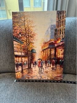 Paris Street Scene Canvas Wall Art – 14” x 19”