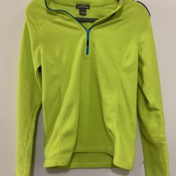 Eddie Bauer 1/2 Zip Long Sleeve Fleece Pullover Top LIME GREEN Women's Size M