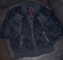 Yoki Size Medium Fuzzy Black Coat Thumbnail