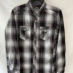 BKE Pearl Snap Shirt Men's Small Plaid Western Cowboy Button Up Standard Fit