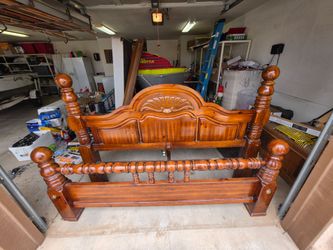 Solid Wood King Size Bed W/ Box Springs