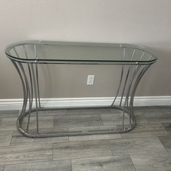 Silver Glass Tables & Chandelier!