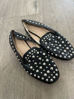 Black Silver Studded Flats