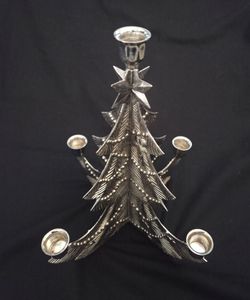Christmas Tree 5 Arm Candelabra Silverplate Godinger 12"x10" Holiday Collection