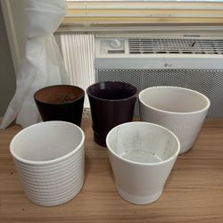 5 Ceramic Planting Pots 