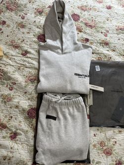 Essentials Hoodie and Sweatpants Light Oatmeal Full Set Size Medium