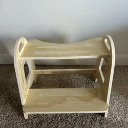 Wooden Height-Adjustable 2-Step Stool for Toddler Kids, Portable
