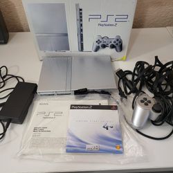 Used Sony Playstation 2 PS2 Slim Silver Console 