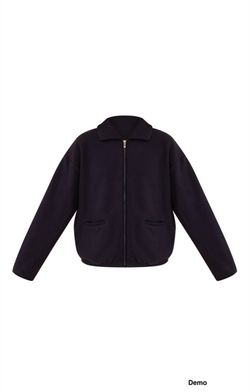 PrettyLittleThing Binding Zip Up Fleece - Navy (XS)