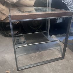 Wooden End Table With Glass Top