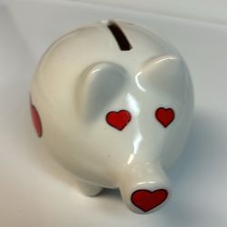 souvenir white ceramic pig piggy Coin bank 3.5” from Texas The Lone Star State