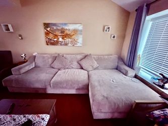 Living spaces Gray Fabric L-Shaped Sectional Sofa