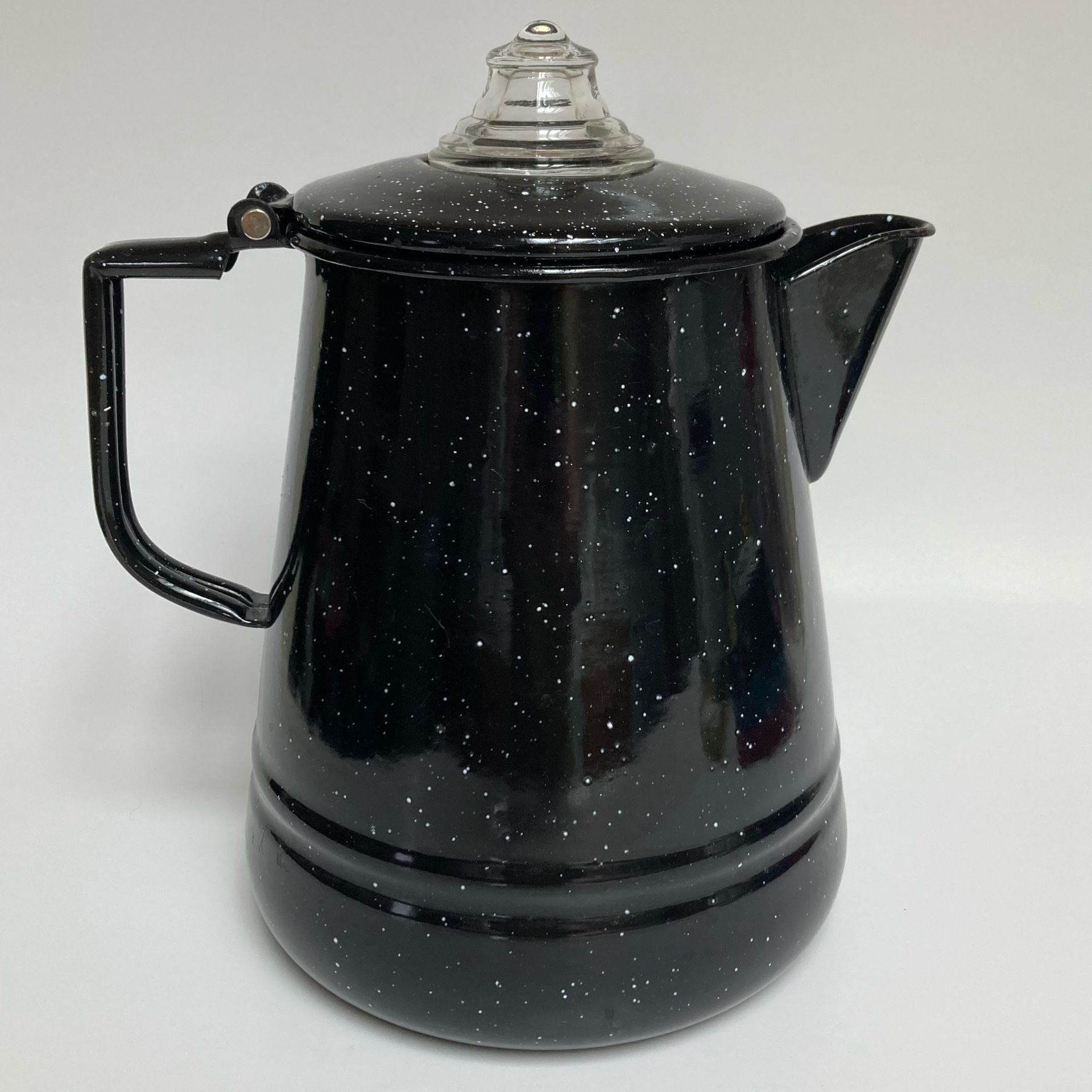 Vintage Black Speckled Enamelware Coffee Percolator