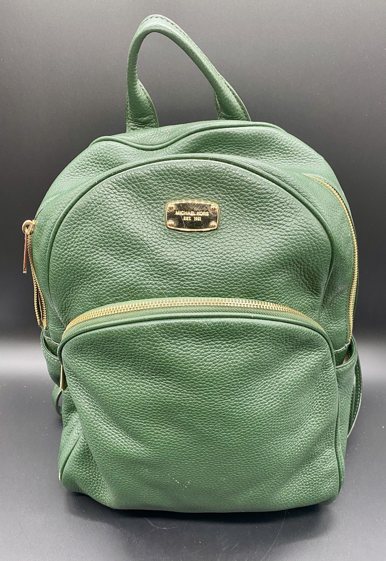 Michael Kors Hunter Green Abbey Leather Backpack