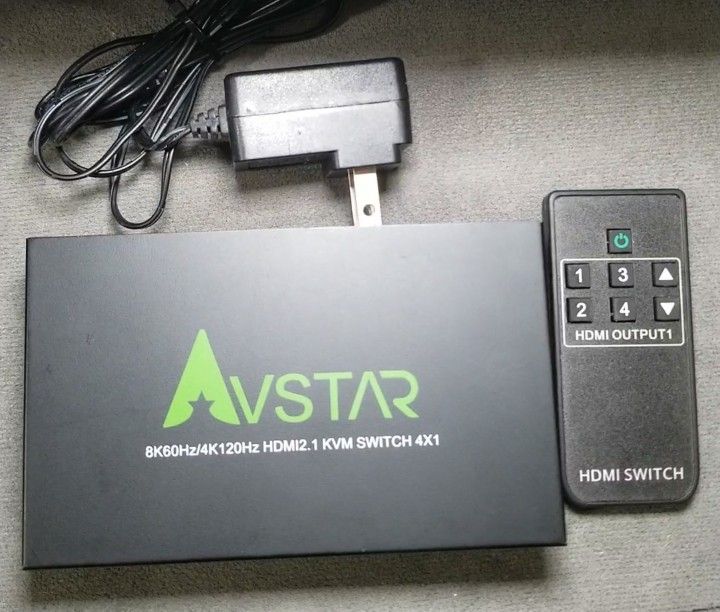 Avstar 8K 60Hz HDMI 2.1 Switch 4x1 4K 120Hz 48Gbps,HDCP 2.3,ARC,VRR,CEC,HDMI Switcher 4