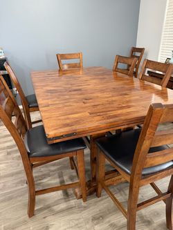 Brown wooden dining table