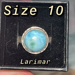 Blue Larimar Ring Sterling Silver 